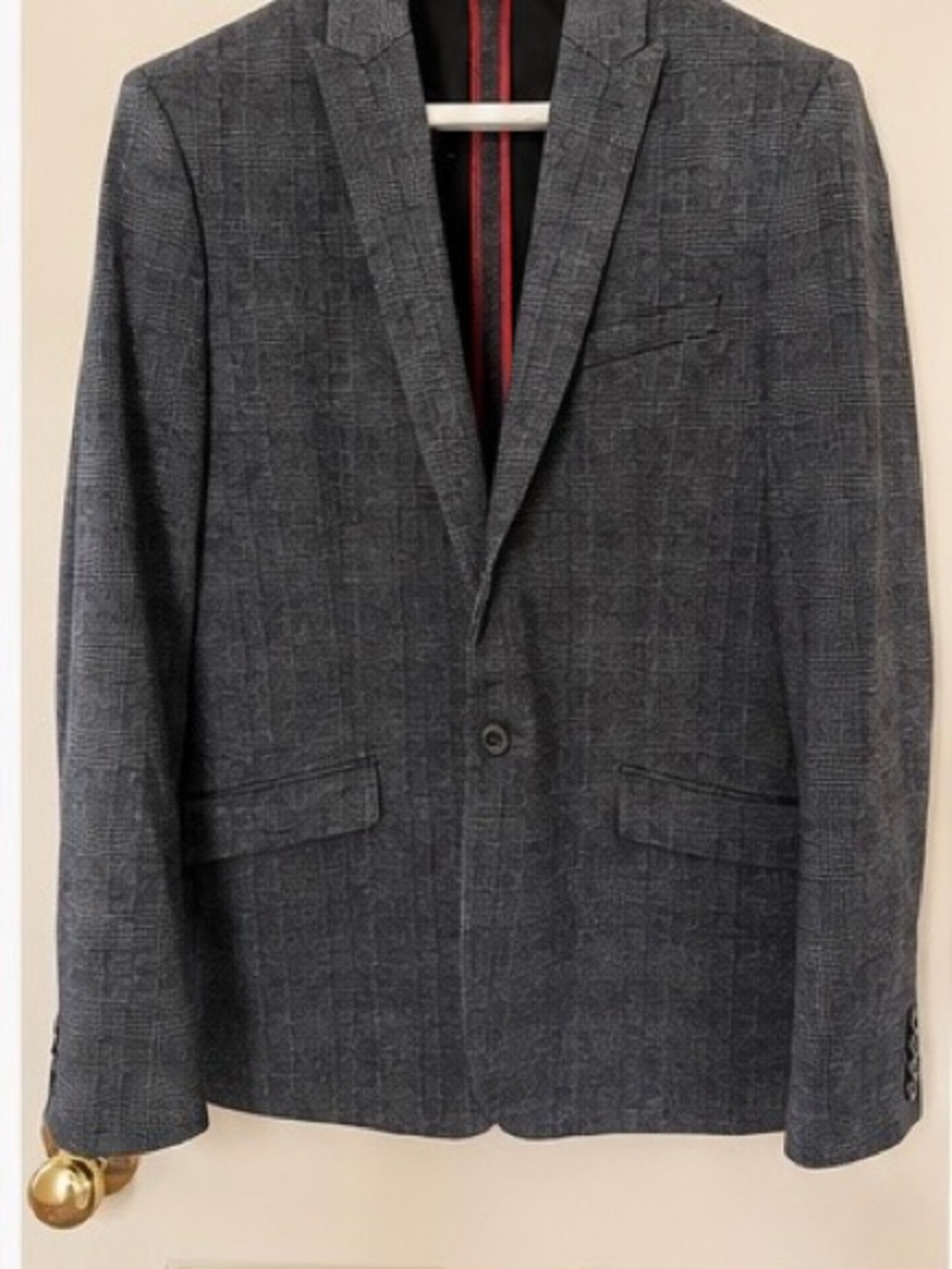 Express Slim charcoal Plaid Sportcoat Blazer – 38S
